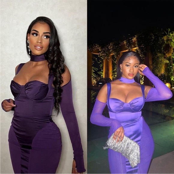 HOUSE OF CB 'Talika' Grape Corset Midi Dress NWOT - Picture 5 of 16